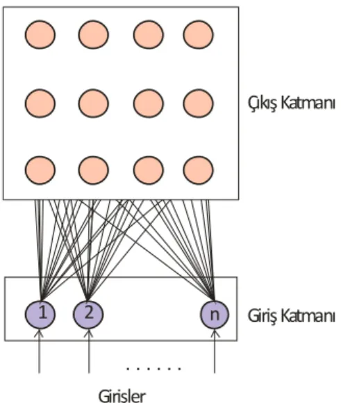 Şekil 2. Öz düzenlemeli harita ağının yapısı 