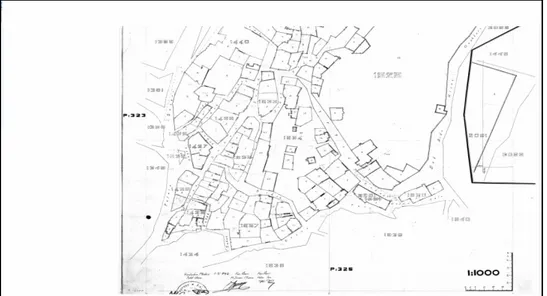 Şekil 2. Koordinat sistemi bulunmayan ve güncelliğini kaybetmiş 1945 yılı  kadastro haritası örneği