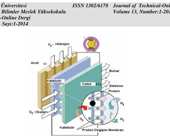 Şekil 1. Proton değişim membran yakıt hücresinin şematik görünüşü 