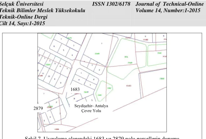 Şekil 7. Uygulama alanındaki 1683 ve 2879 nolu parsellerin durumu 