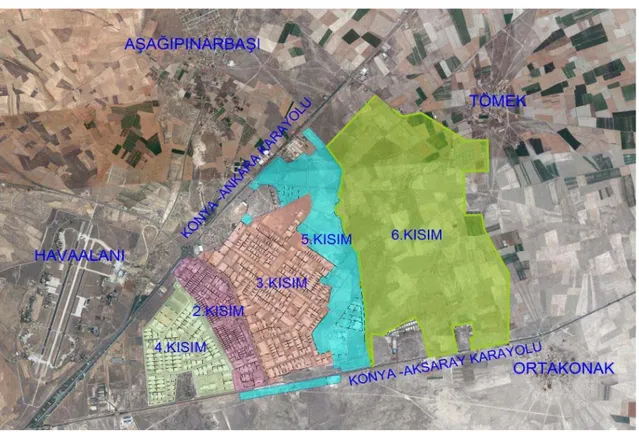 Şekil 1. Konya Organize Sanayi Bölgesi Kısımları 