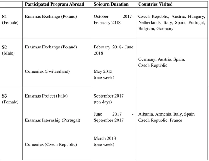 Table 1. Background of the Participants 