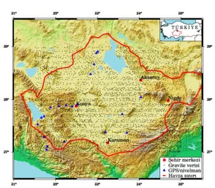 Şekil 1. Proje sahasının topografik durumu ve  verilerin dağılımı (Abbak, 2011) 