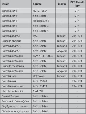 Table 1. Strains examined in this study and PCR pattern