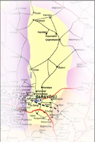Şekil 1. Sarayönü İlçe haritası [12] 