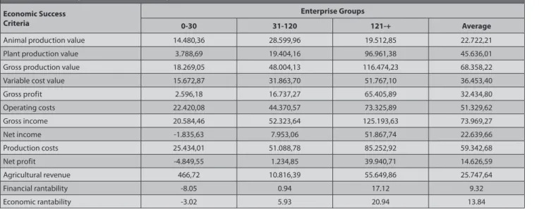 Table 4. Annual activity results of examined enterprises Economic Success