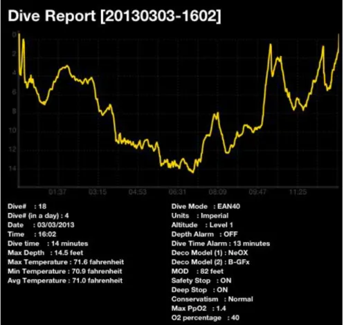 Figure 15. A logged dive sent by e-mail. 