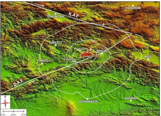 Şekil 2. Elazığ-Karakoçan Depreminin Şiddet Haritası [13] 