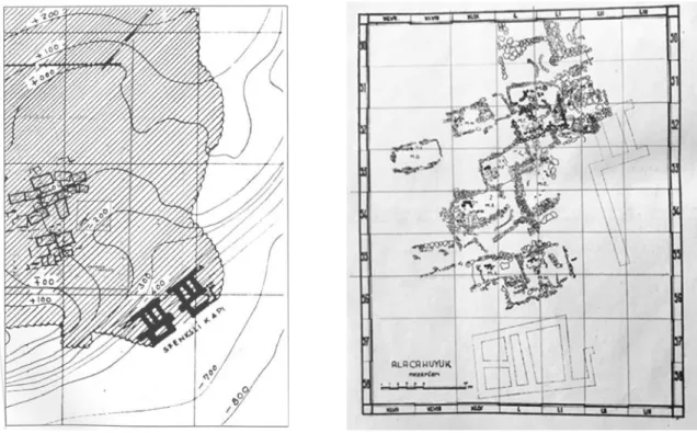 Figür 6 a-b: Mezarların topografik plan üzerindeki genel konumları