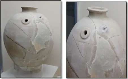 Şekil 8: Sivas Arkeoloji Müzesi teşhir salonunda sergilenen Kuşaklı yerleşmesinden  yayık kabı