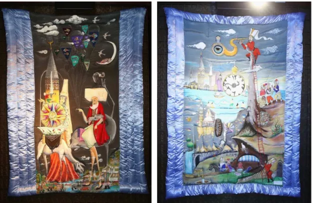 Fig. 4 and 5: Traditional Handmade Turkish Quilts with Digital Silk Print 