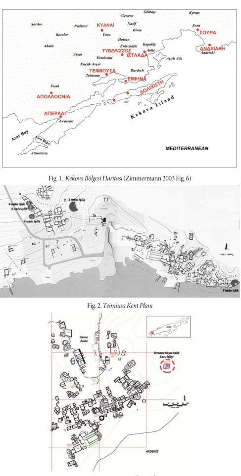 Fig. 1.  Kekova Bölgesi Haritası (Zimmermann 2003 Fig. 6) 