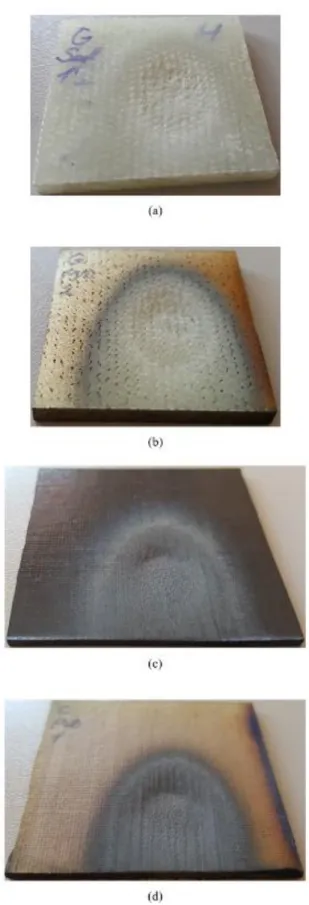 Figure 9. Optical microscope view of test specimens (x2); (a)  A, (b) B, (c) C and (d) D