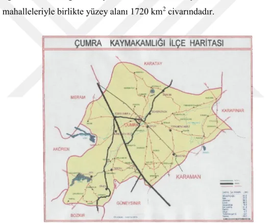 Şekil 3.1 Çumra ilçe haritası, 