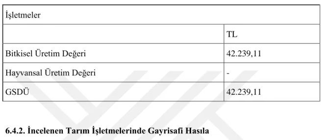 Çizelge 6.15. Araştırılan tarım işletmelerinde (GSÜD) 