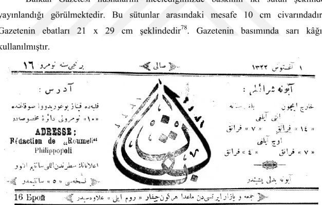 ġekil 1. Balkan Gazetesinin Birinci Sayfasında Yer Alan BaĢlık Kısmı. 