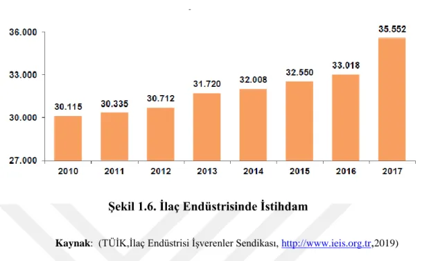 Şekil 1.6. İlaç Endüstrisinde İstihdam 