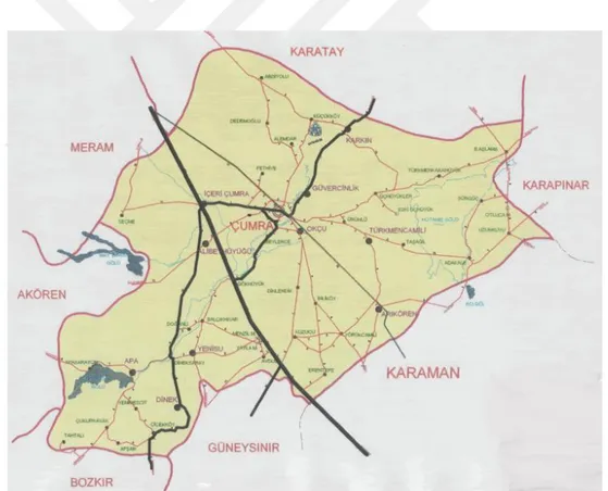 ġekil 3.1. Çumra Ġlçesi coğrafi haritası 