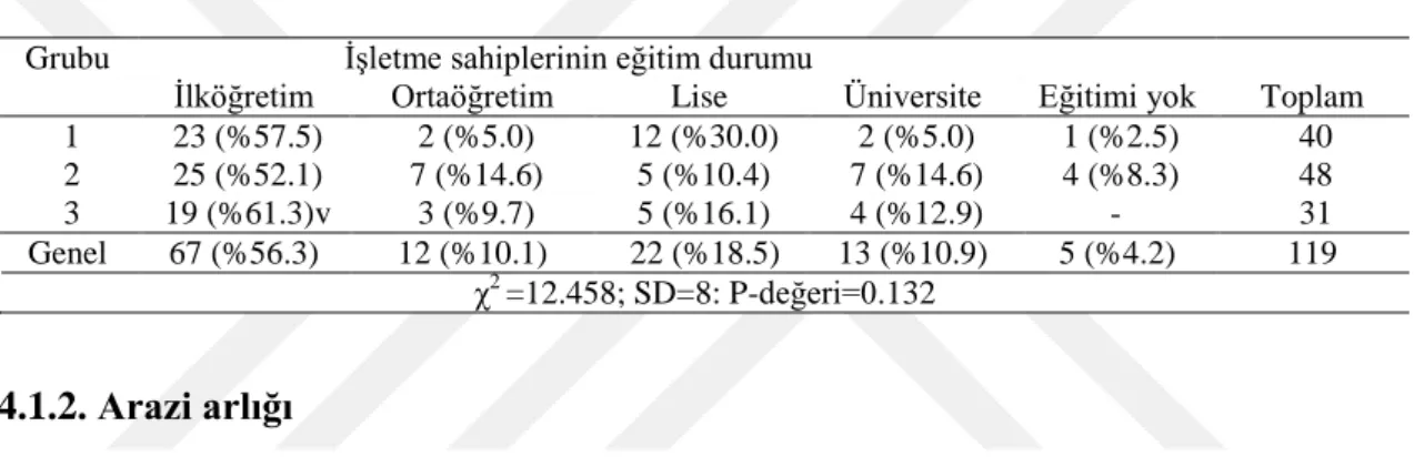 Çizelge 4.1. ĠĢletme sahiplerinin eğitim durumu 
