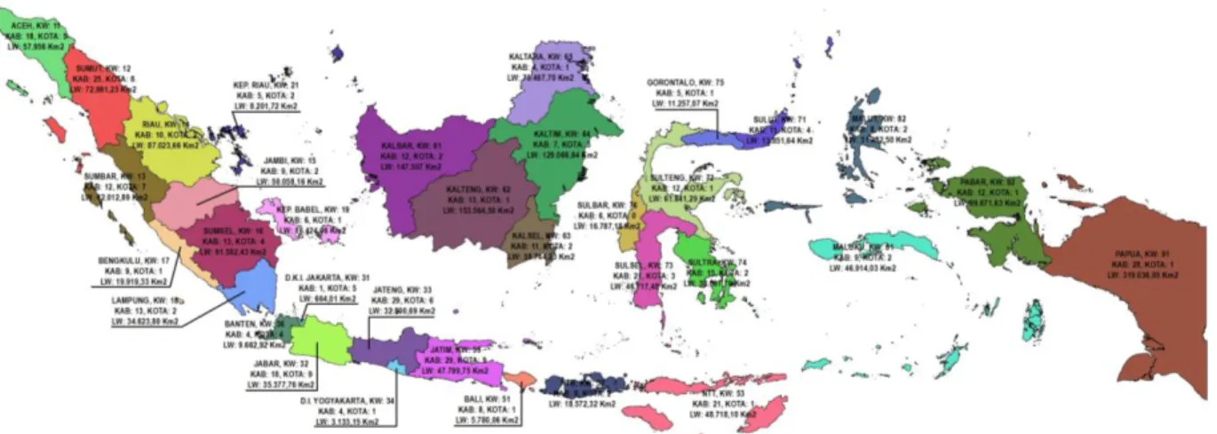 ġekil 2.1. Endonezya Ġller Haritası 