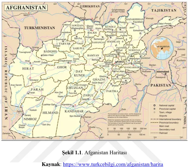 Şekil 1.1. Afganistan Haritası 
