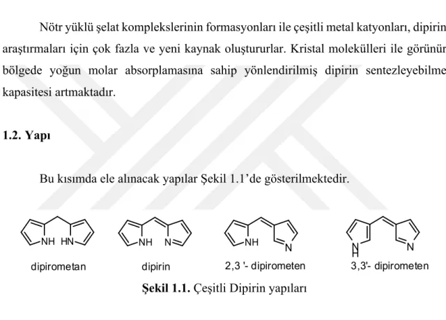 Şekil 1.1. Çeşitli Dipirin yapıları 