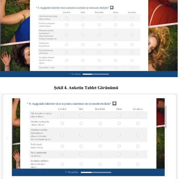 Şekil 4. Anketin Tablet Görünümü 