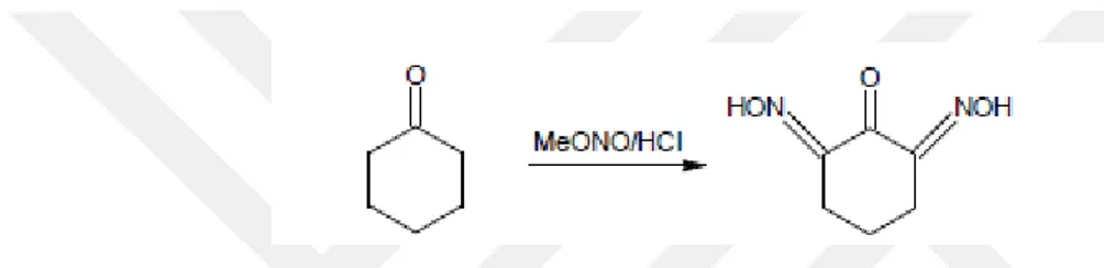 Şekil 1.15. Alkil nitrit ile ketonların reaksiyonundan oksim sentezi gösterimi 