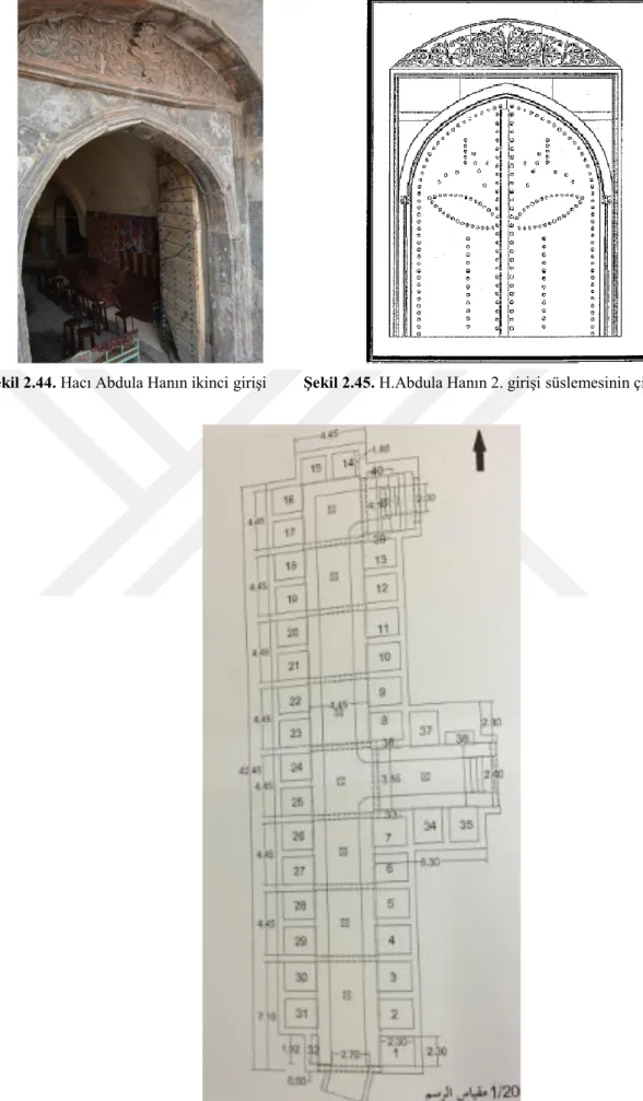 Şekil 2.44. Hacı Abdula Hanın ikinci girişi         Şekil 2.45. H.Abdula Hanın 2. girişi süslemesinin çizimi    