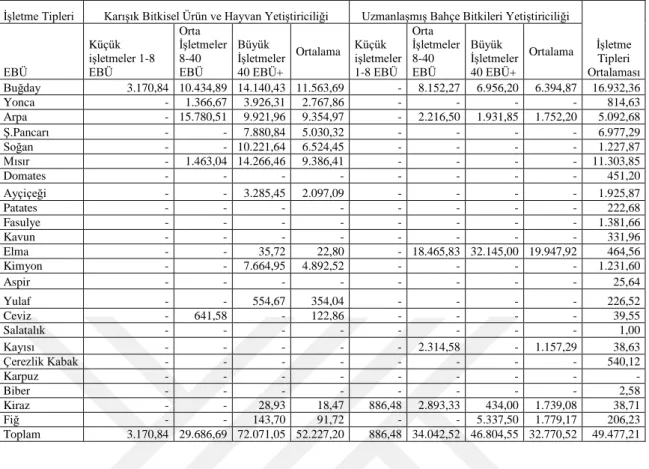 Çizelge 5.17. İncelenen işletmelerde bitkisel üretimde özel masraflar (TL) (Devamı) 