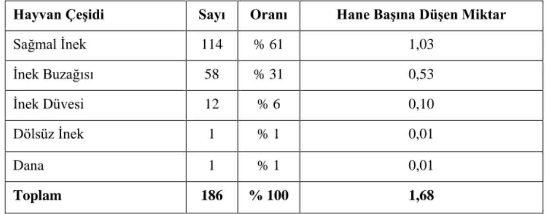 Tablo 8: Büyükbaş/Karasığır Çeşitleri 