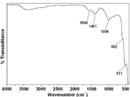 Figure 5. FTIR spectra of CuO nanoparticles  CONCLUSIONS 