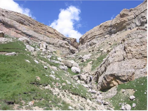 Figure 1. The rocks of Shahdag massive which may be the material of mood flow streams