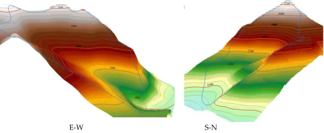 Figure 3. The digital model of Garauzchay landslip-stream, situated in mountain-meadow and  mountain-forest zone