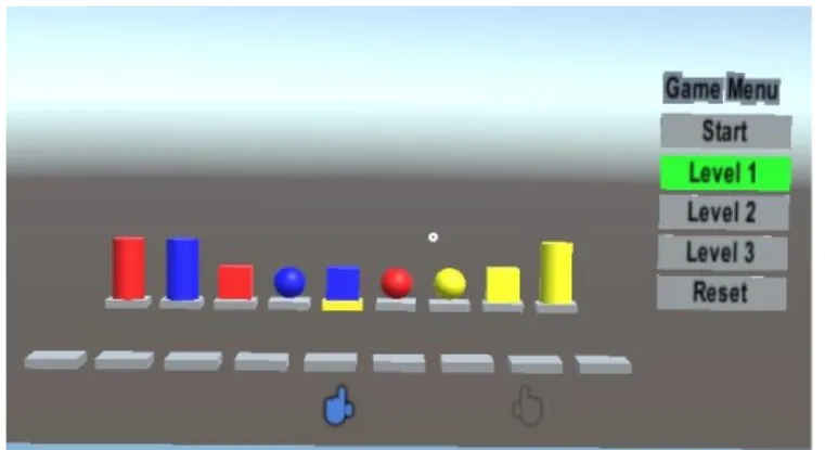 Figure 2. Tables under objects blink to show the desired order 