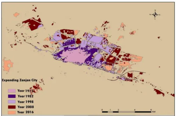 Figure 6. Extension of the city of Zanjan during the study period  REFERENCES 
