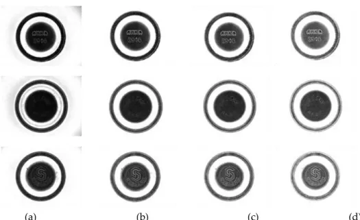 Figure 2. Visual results of the camera: (a) result image of setting exposure time as 7 ms, (b) exposure  time as 10 ms,  (c) exposure time as 12 ms, (d) exposure time as 15 ms 