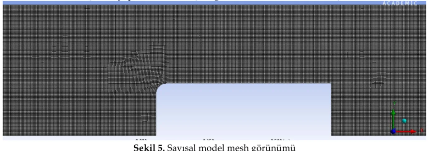 Şekil 5. Sayısal model mesh görünümü  Figure 5. Mesh view of numerical model 