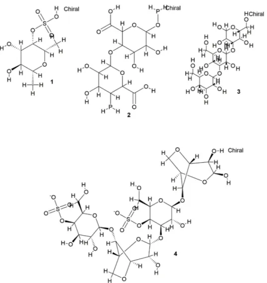 Fig. 1. Chemical structures of biological active polysaccharides from seaweeds.