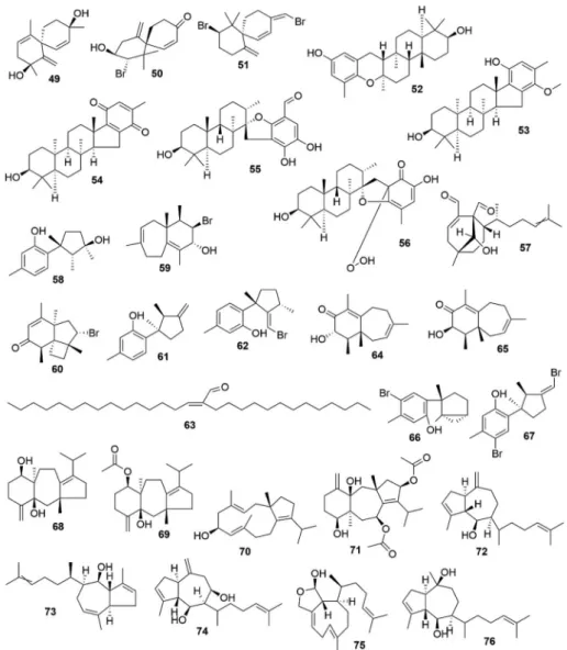 Fig. 3B. Chemical structures of terpenoids from seaweeds.