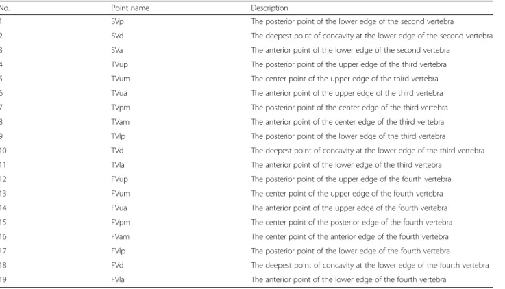 Table 2 The horizontal and vertical linear measurements