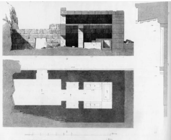 Figür 12a: Labraunda Anıt Mezar’ın mevcut durumu Figür 12b: Anıt Mezar’ın planı (Hellström 2007, 136)