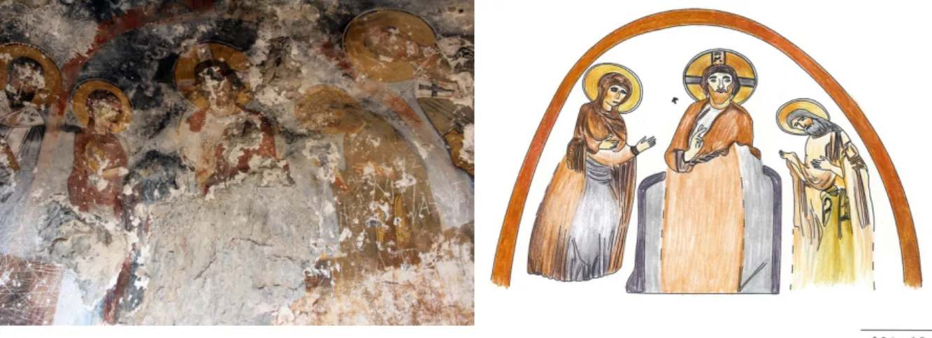 Figür 6: Deesis sahnesi  Figür 7: Deesis sahnesi renklendirilmiş çizim 