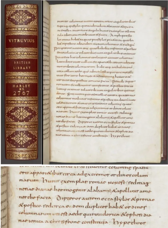 Figür 1: British Museum el yazmaları online koleksiyonu, MS Harley 2767, F.40r (Vitruvius III.2.6) 