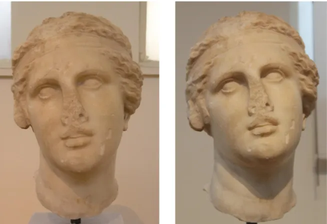 Figür 1a-b: Atina Akropolisi Batı Yamacında bulunan baş 