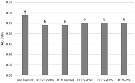 Figure 4. Effects of Panax ginseng Extract on TAC Level on Vero Cells infected with BEFV and BTV