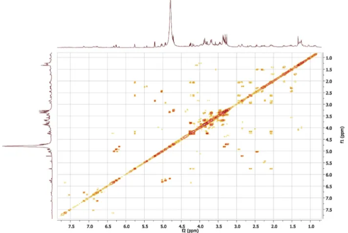 Fig. 4. 4 1 H- 1 H COSY spectrum of ﬂowers water extract of C. phelypaea.