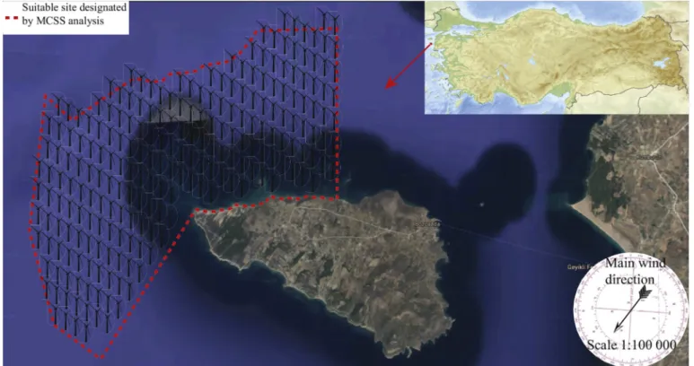 Fig. 7. WAsP analysis for Bandirma a) frequencies (%) of wind direction b) frequency distribution of wind speed at 50 m c) frequency distribution of wind speed at 150 m.