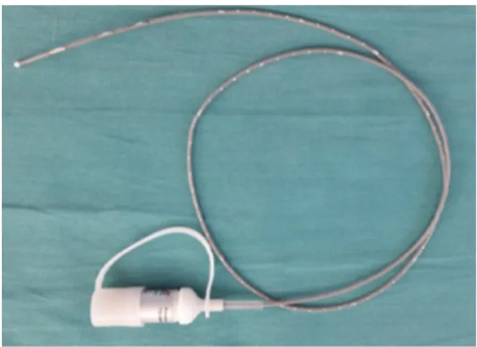 Fig. 2. The tip of the solid-state manometry catheter showing the sensor locations.