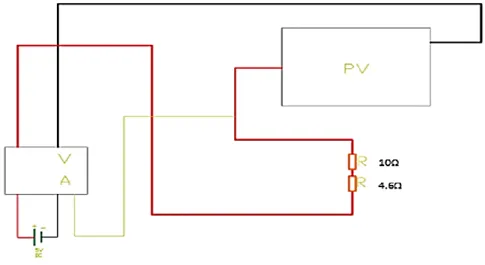 ġekil 3.7. PV Panel güç ölçümü elektrik devresi ve bağlantı Ģeması. 